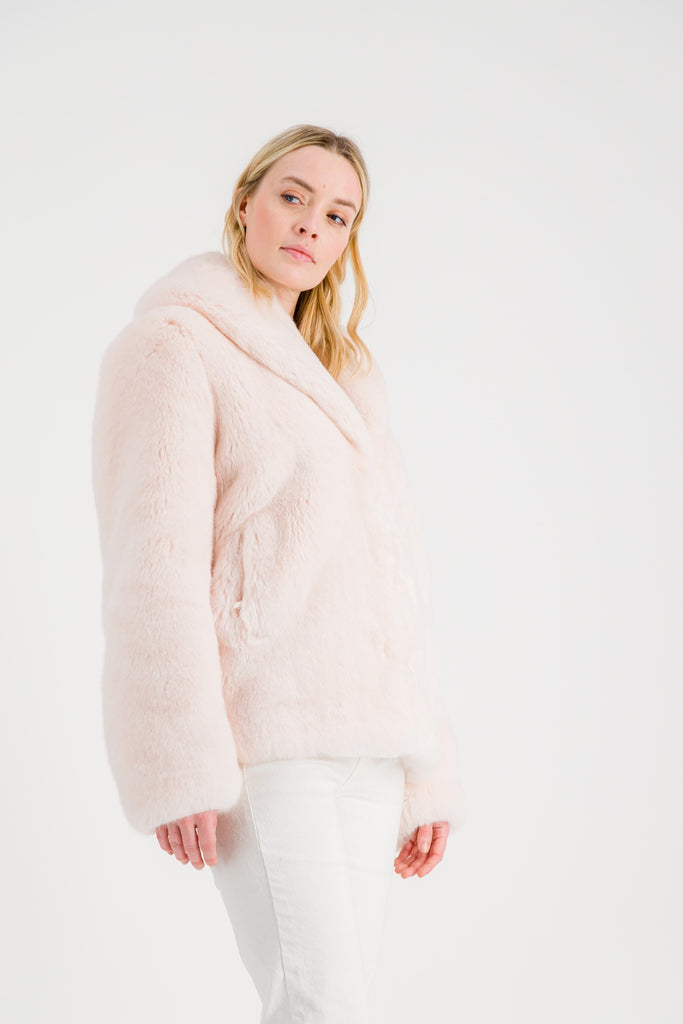 Faux Fur Powder Pink Jacket - ANNA – LaSeine&Moi